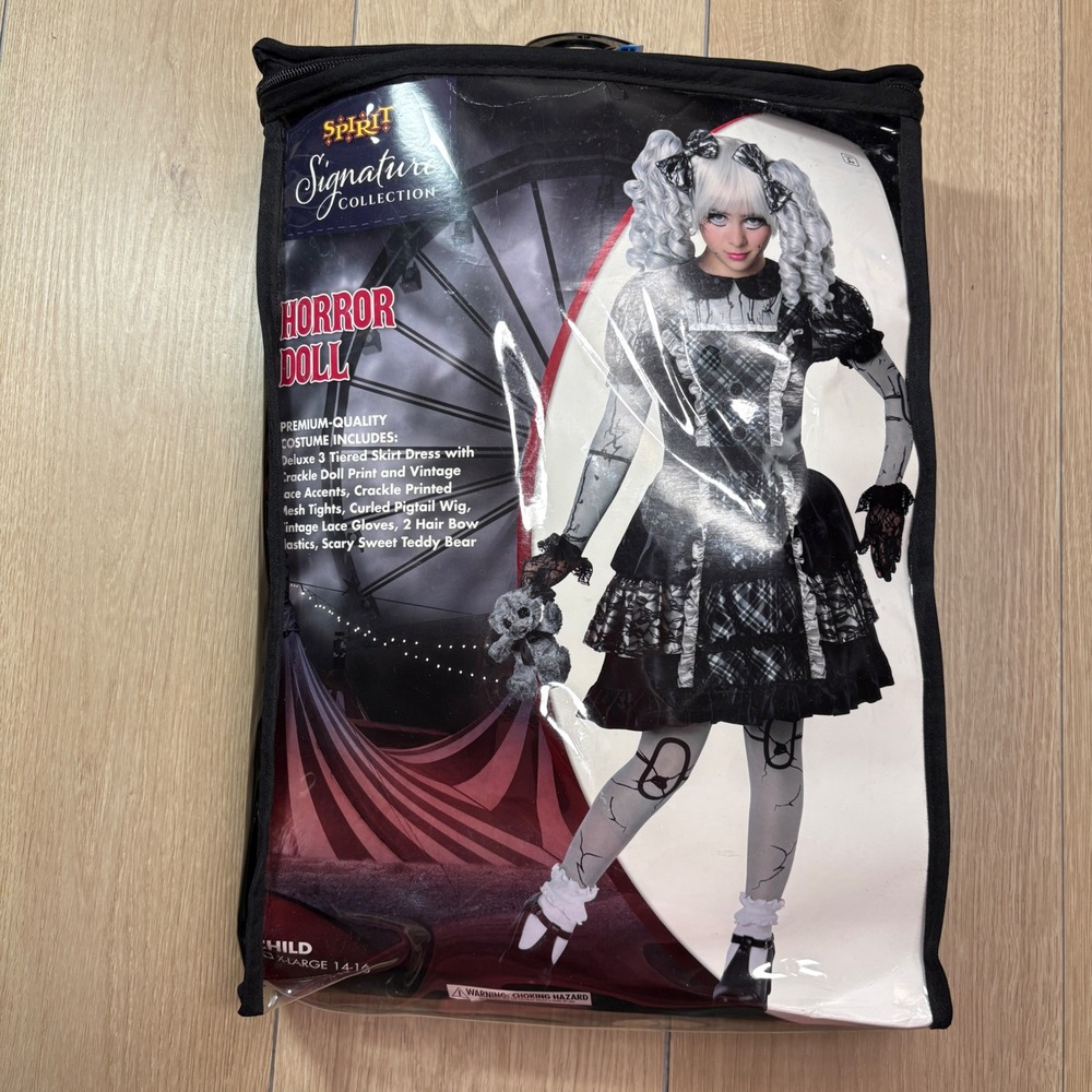 Spirit Halloween Signature Collection Horror Doll Costume Kids XL 14-16 Gothic